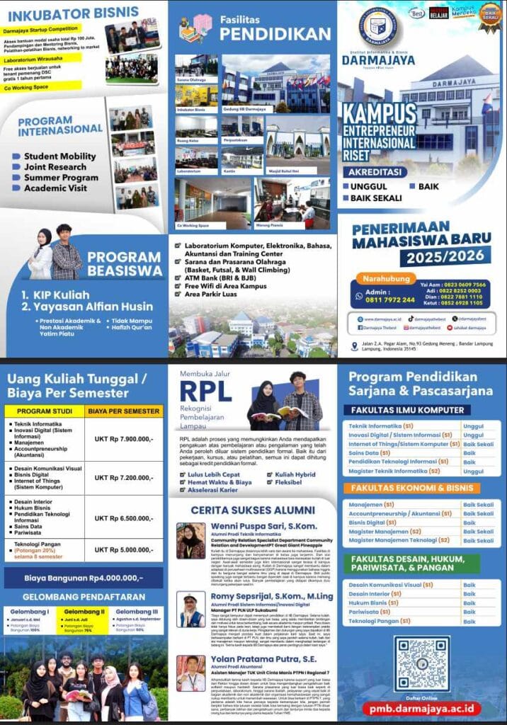 Biaya kuliah Darmajaya 2025 - Biaya Pendaftaran dan Daftar Ulang Sarjana