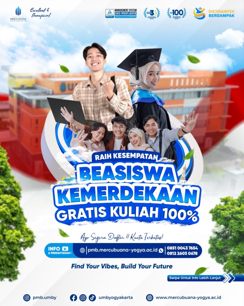 Info Beasiswa UMBY 2025/2026 Informasi Beasiswa Kemerdekaan 100% Universitas Mercu Buana Yogyakarta (UMBY)