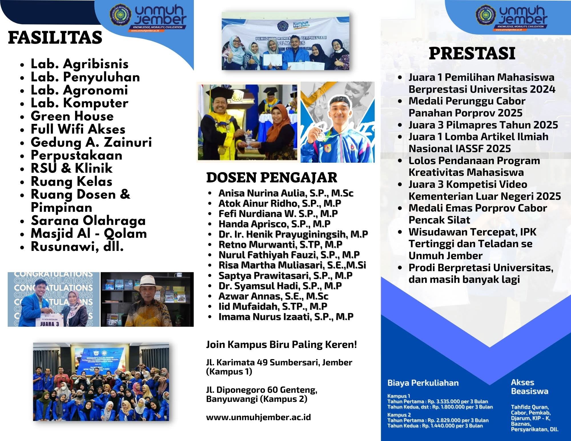 Pendaftaran Mahasiswa Baru 2026 Dibuka! Kuliah di Prodi Agribisnis UNGGUL, Kampus UNGGUL Universitas Muhammadiyah Jember (Unmuh Jember)