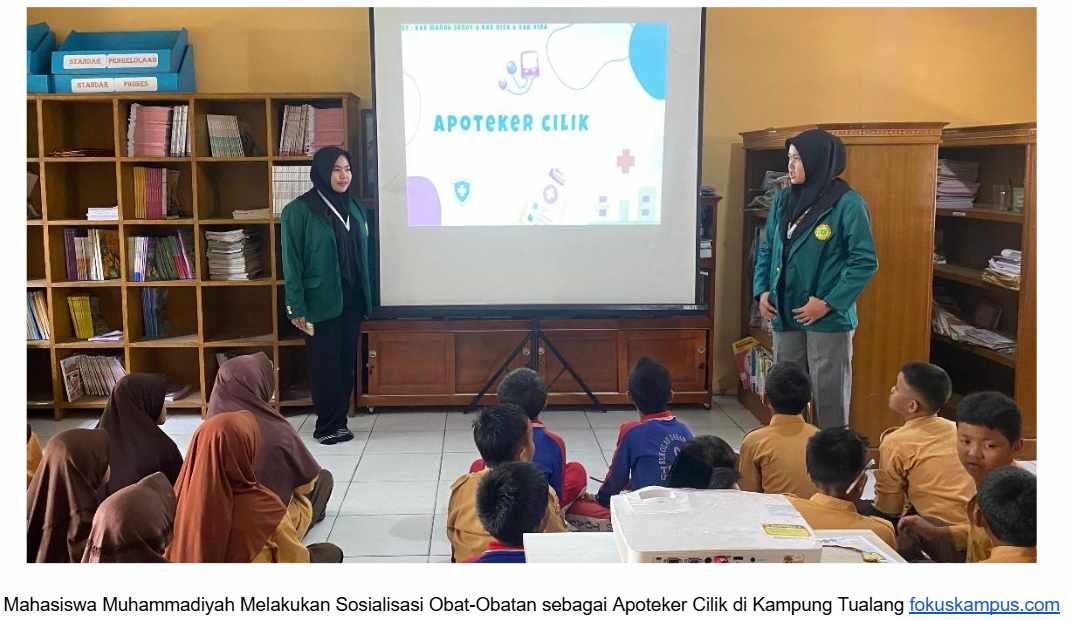 Mahasiswa Muhammadiyah Sosialisasikan Obat-Obatan Melalui Program Apoteker Cilik di Kampung Tualang